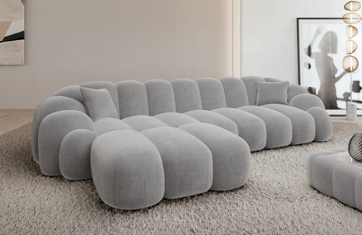 Stoff Ecksofa Rajada L-Form Kurz Hellgrau