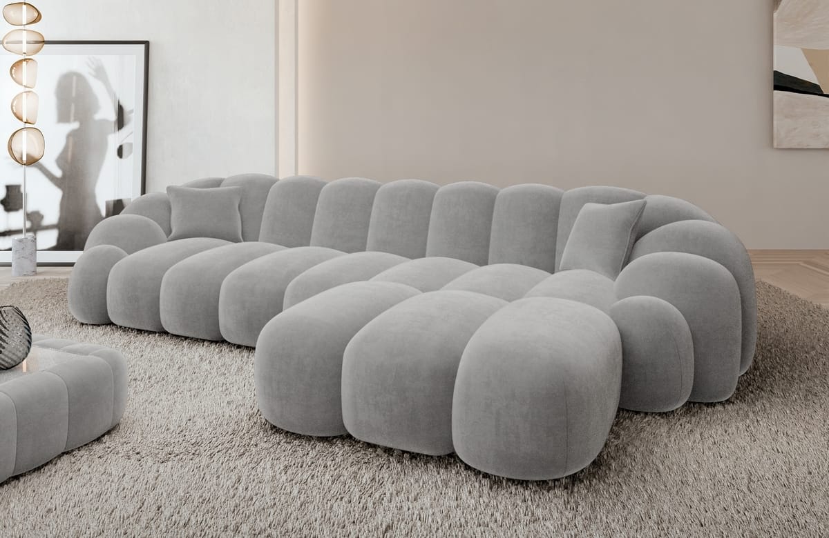 Stoff Ecksofa Rajada L-Form Kurz Hellgrau