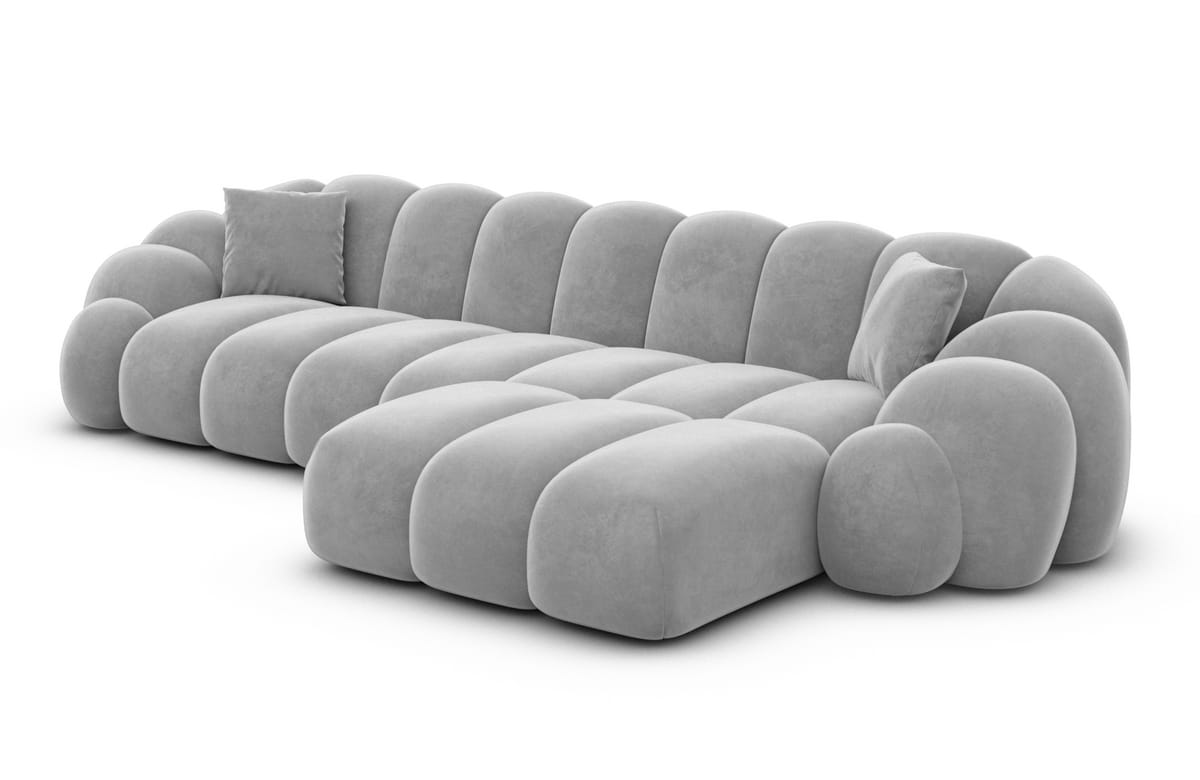 Stoff Ecksofa Rajada L-Form Kurz Hellgrau