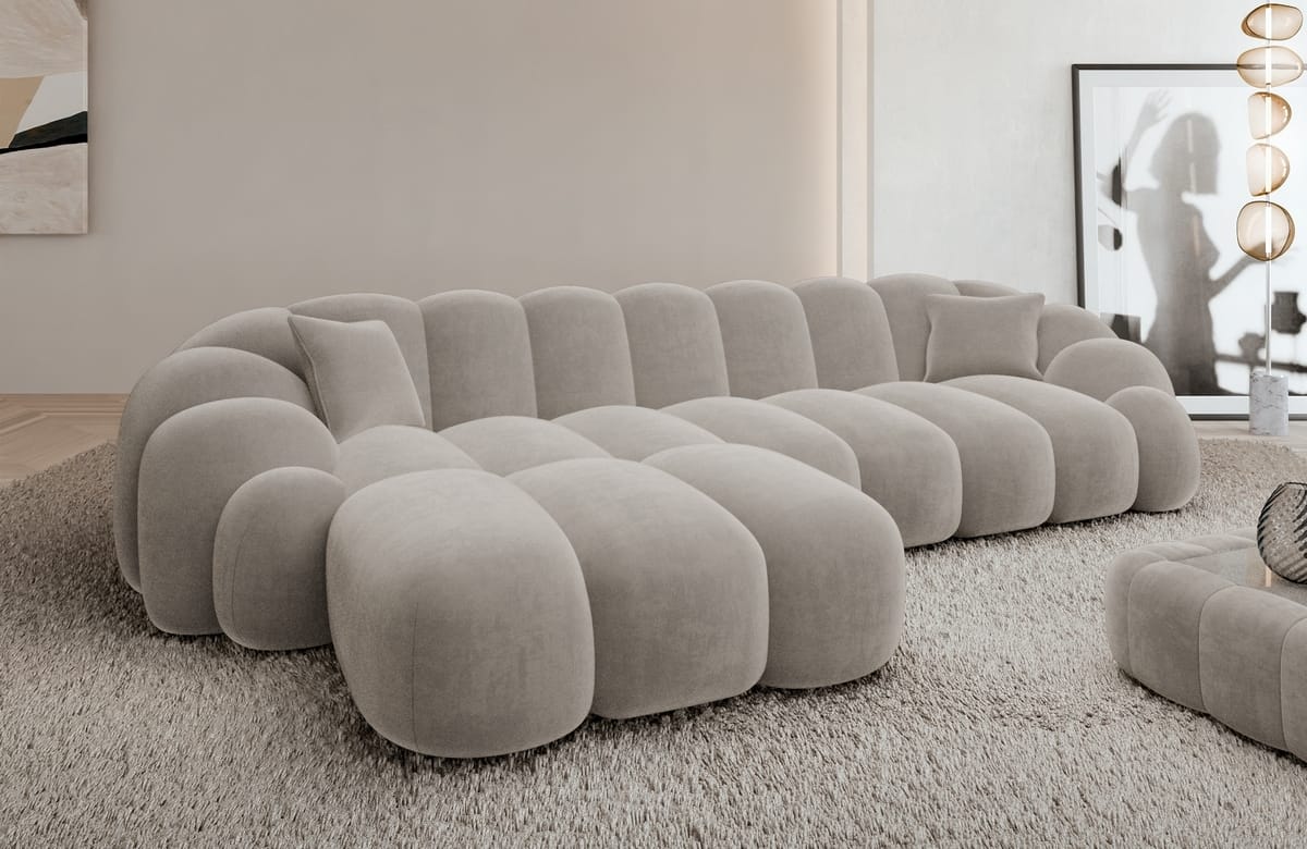 Stoff Ecksofa Rajada L-Form Kurz Sand