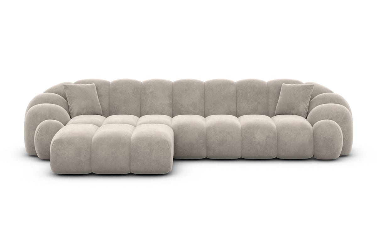 Stoff Ecksofa Rajada L-Form Kurz Sand