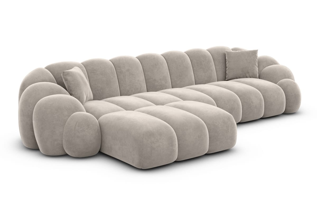 Stoff Ecksofa Rajada L-Form Kurz Sand