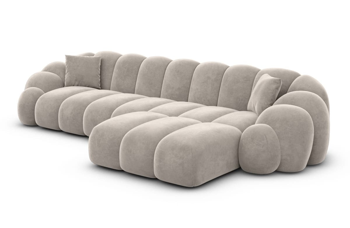 Stoff Ecksofa Rajada L-Form Kurz Sand