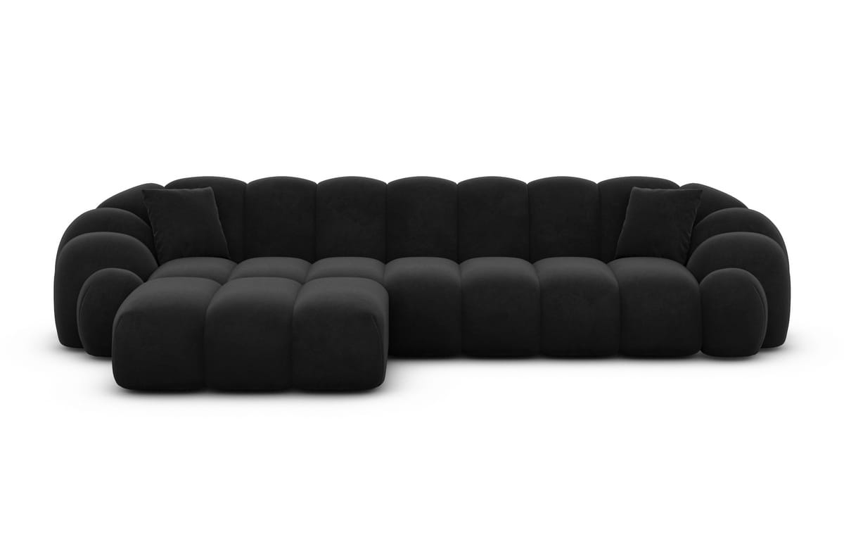 Stoff Ecksofa Rajada L-Form Kurz Schwarz
