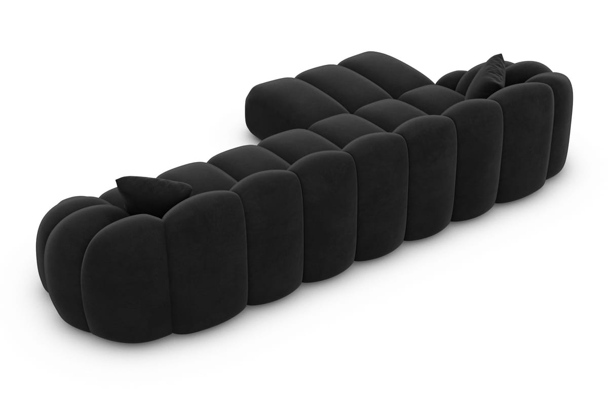 Stoff Ecksofa Rajada L-Form Kurz Schwarz