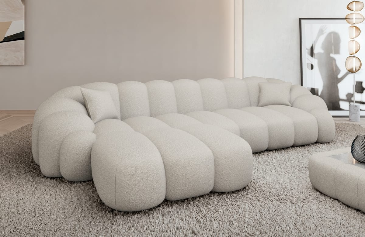 Couch Rajada L-Form in Stoff Pearl