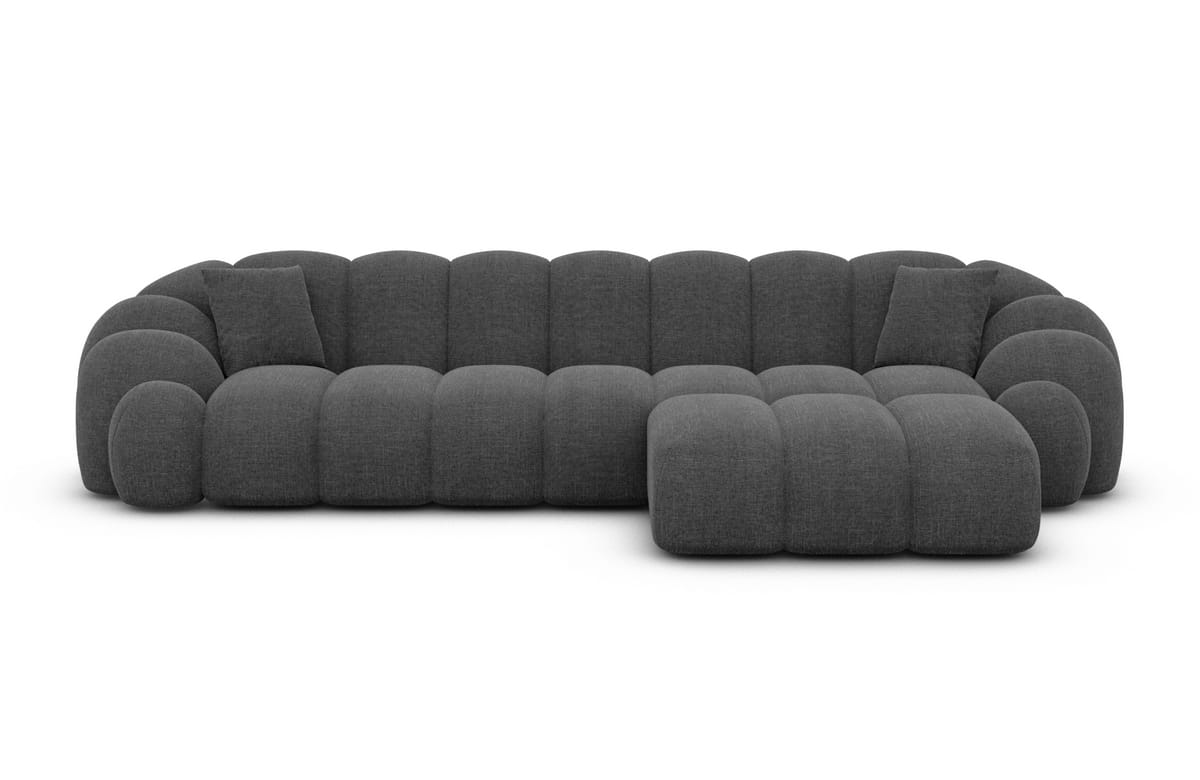 Stoff Ecksofa Rajada L-Form Kurz Anthrazit