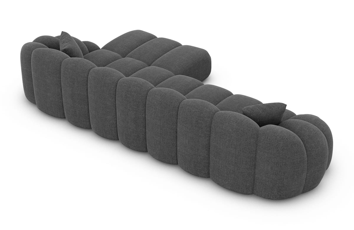 Stoff Ecksofa Rajada L-Form Kurz Anthrazit
