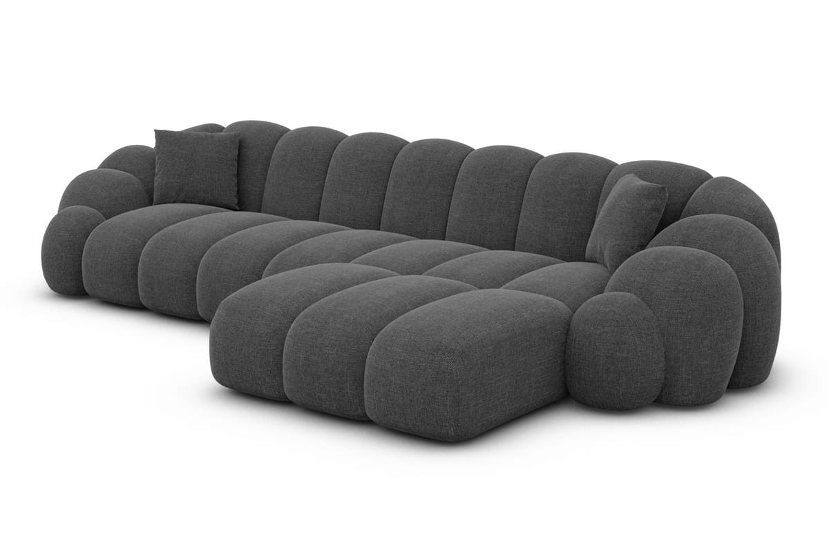 Stoff Ecksofa Rajada L-Form Kurz Anthrazit