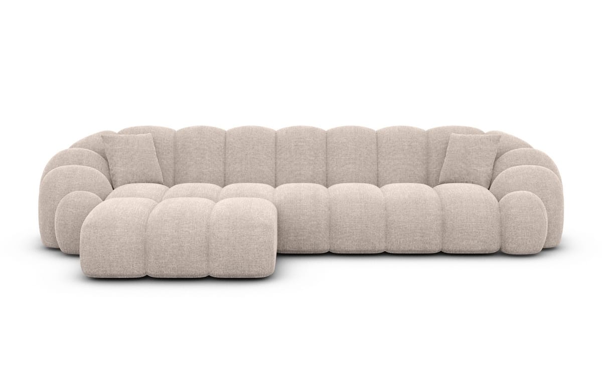 Stoff Ecksofa Rajada L-Form Kurz Beige