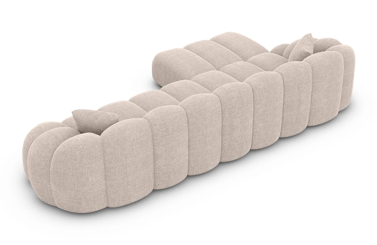Stoff Ecksofa Rajada L-Form Kurz Beige