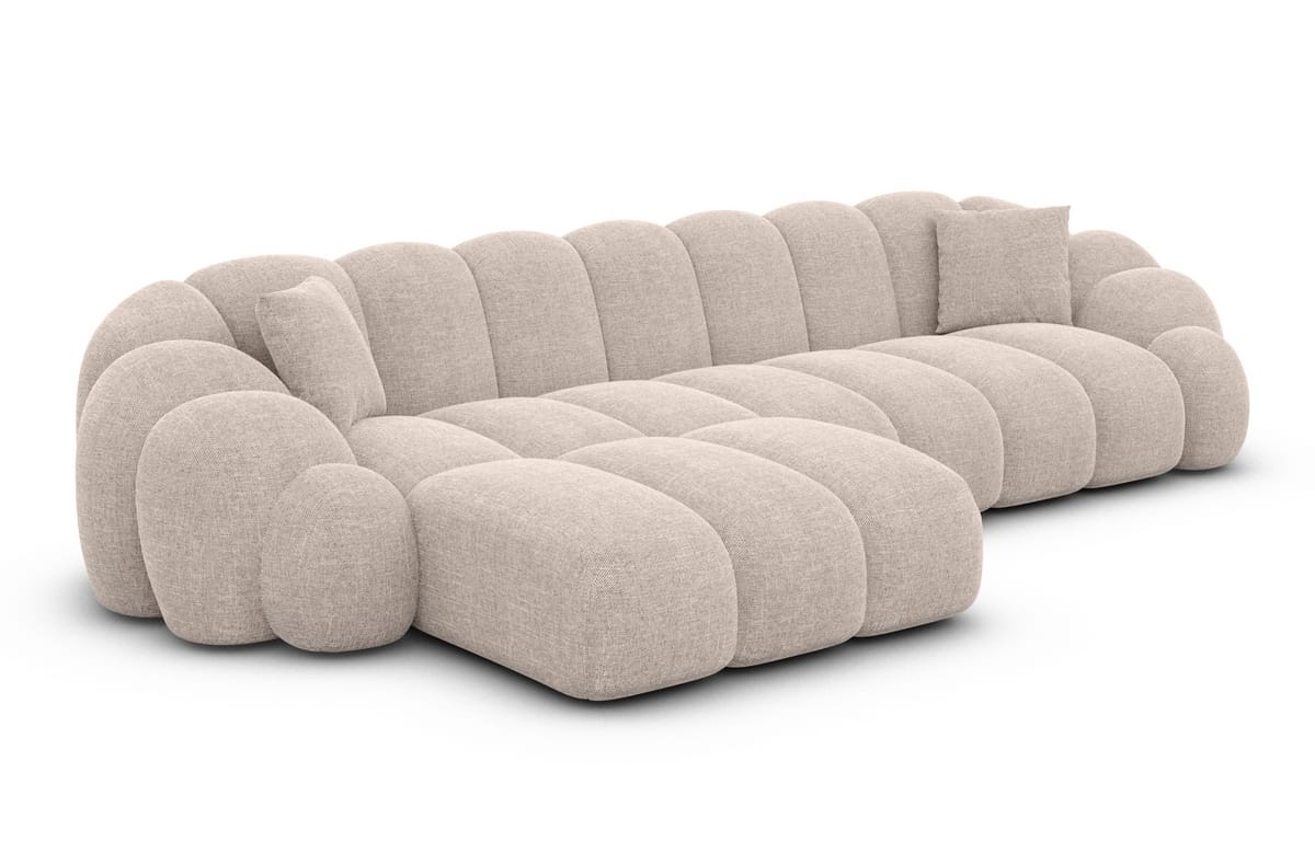 Stoff Ecksofa Rajada L-Form Kurz Beige
