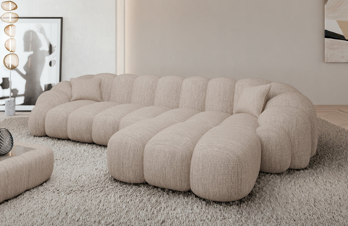Stoff Ecksofa Rajada L-Form Kurz Beige