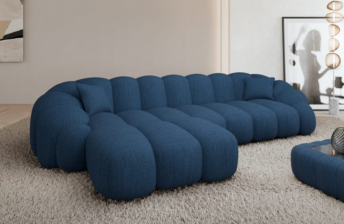 Stoff Ecksofa Rajada L-Form Kurz Blau