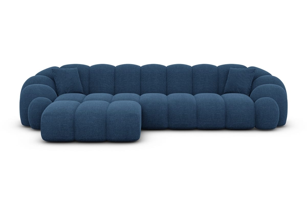 Stoff Ecksofa Rajada L-Form Kurz Blau