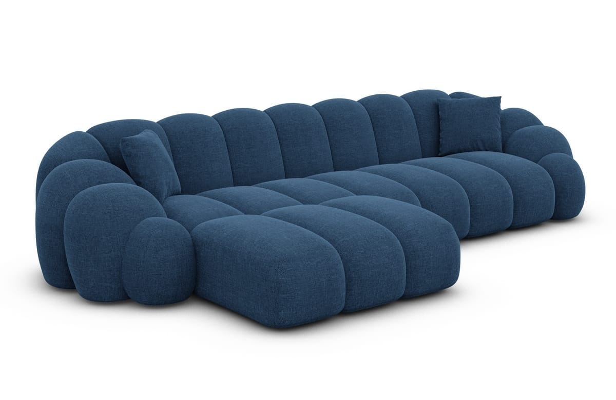 Stoff Ecksofa Rajada L-Form Kurz Blau