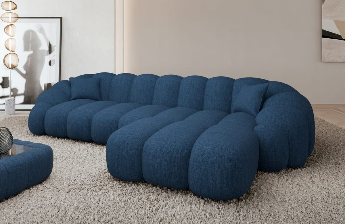 Stoff Ecksofa Rajada L-Form Kurz Blau