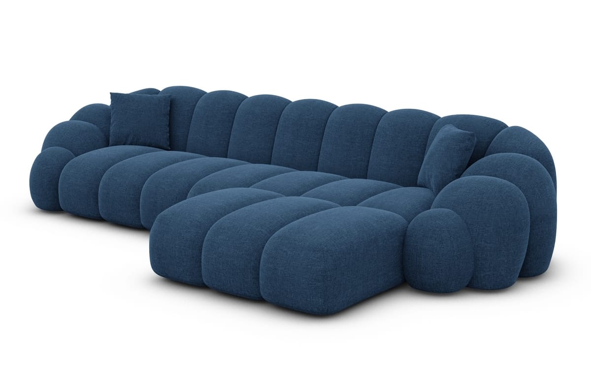 Stoff Ecksofa Rajada L-Form Kurz Blau