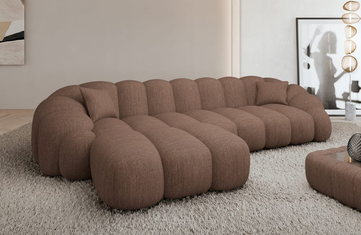 Stoff Ecksofa Rajada L-Form Kurz Braun