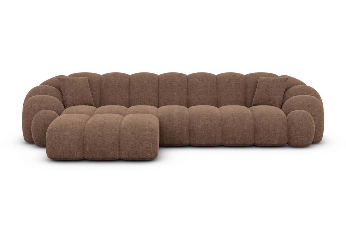 Stoff Ecksofa Rajada L-Form Kurz Braun