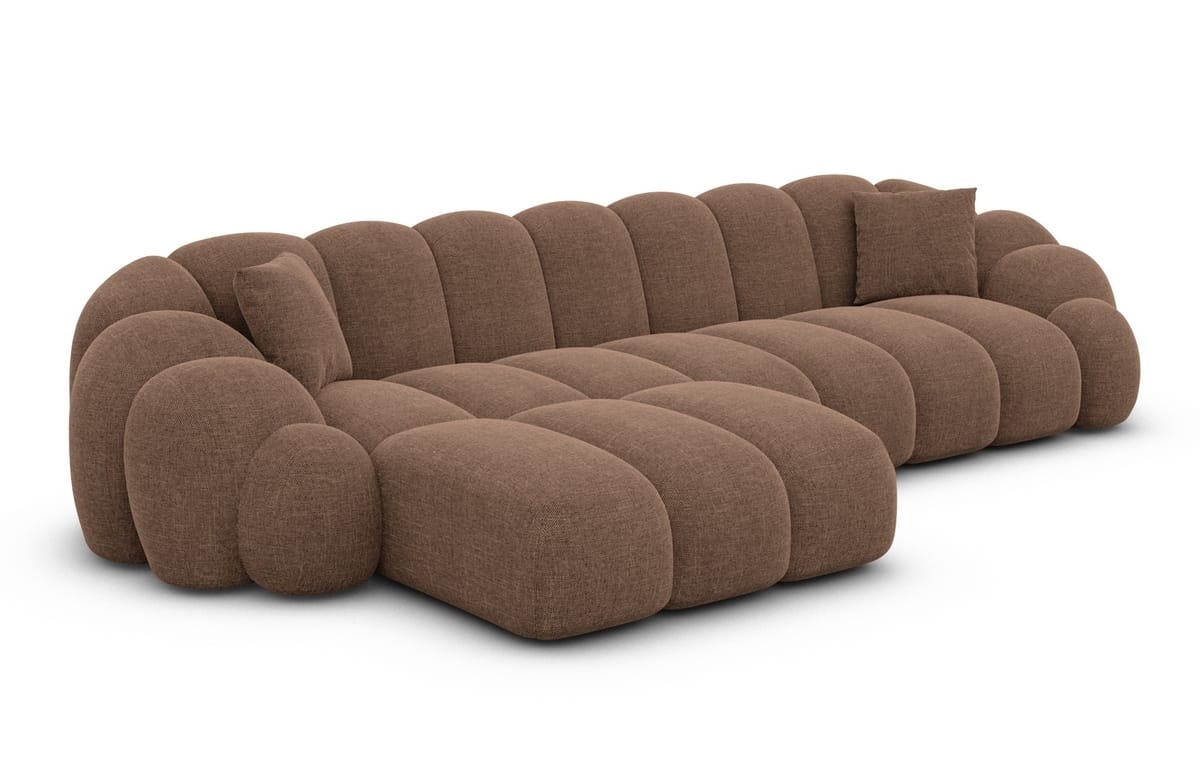 Stoff Ecksofa Rajada L-Form Kurz Braun