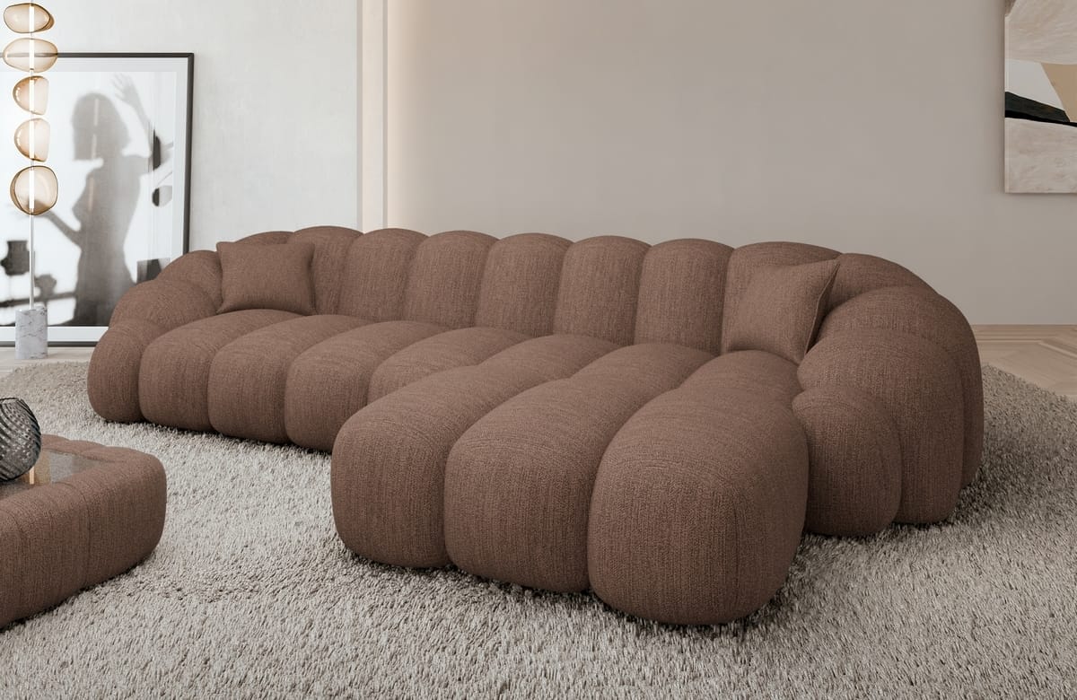 Stoff Ecksofa Rajada L-Form Kurz Braun