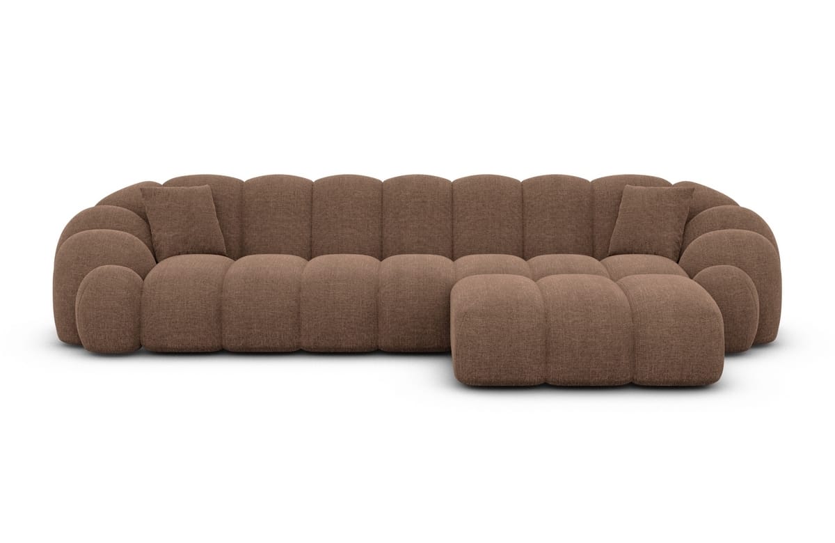 Stoff Ecksofa Rajada L-Form Kurz Braun