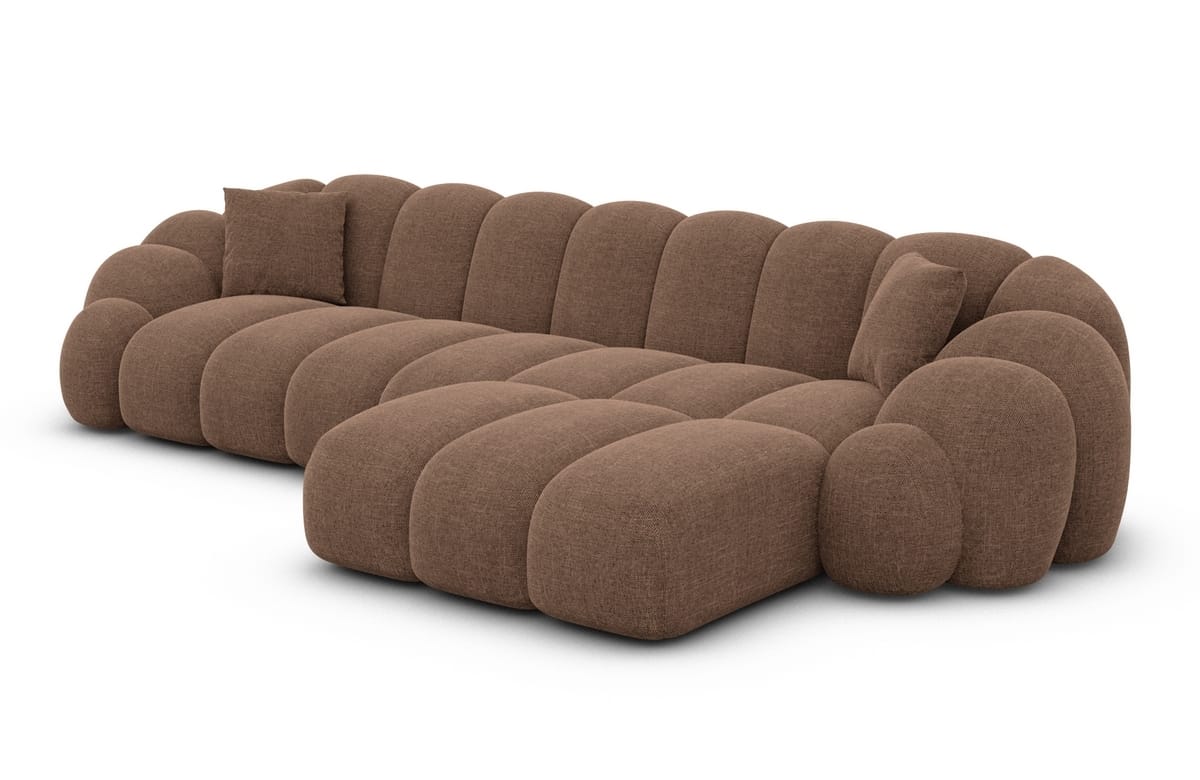 Stoff Ecksofa Rajada L-Form Kurz Braun