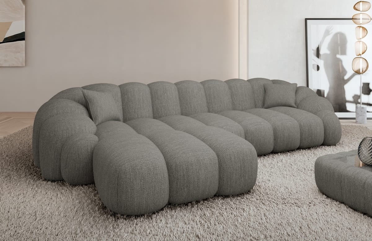 Stoff Ecksofa Rajada L-Form Kurz Dunkelgrau