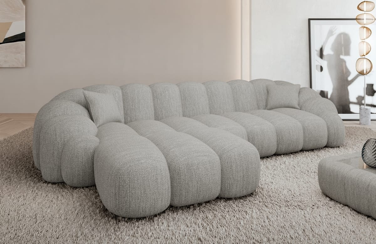Stoff Ecksofa Rajada L-Form Kurz Hellgrau