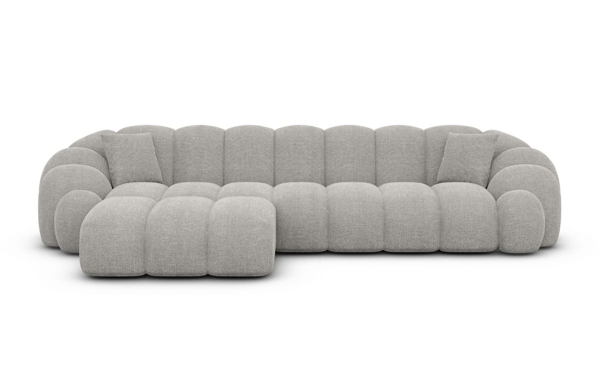Stoff Ecksofa Rajada L-Form Kurz Hellgrau