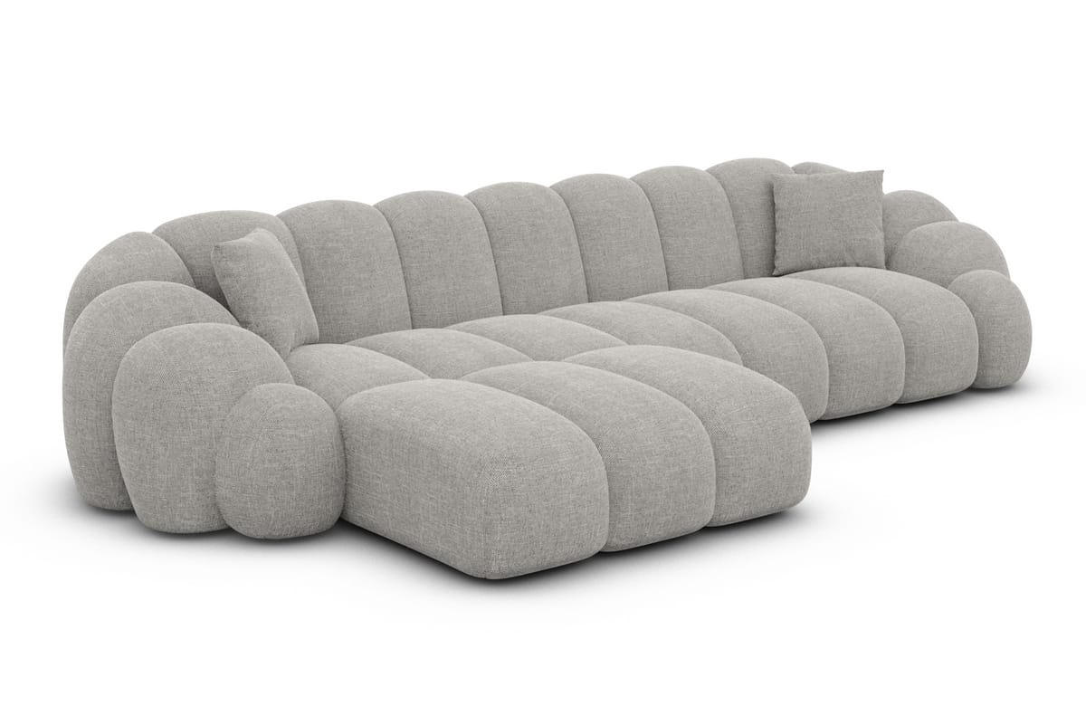 Stoff Ecksofa Rajada L-Form Kurz Hellgrau