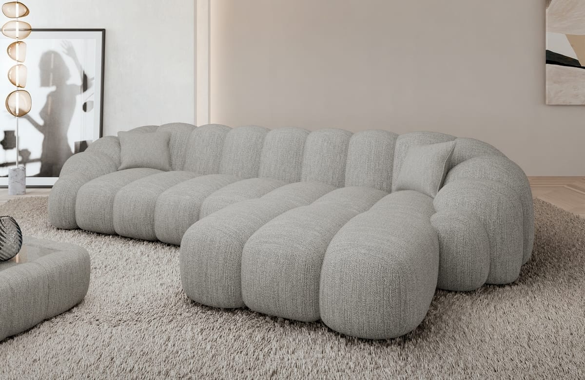 Stoff Ecksofa Rajada L-Form Kurz Hellgrau