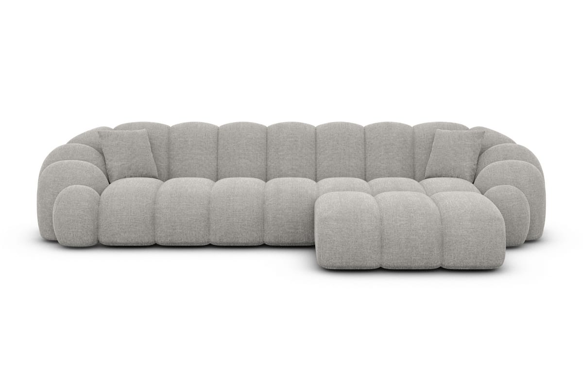 Stoff Ecksofa Rajada L-Form Kurz Hellgrau