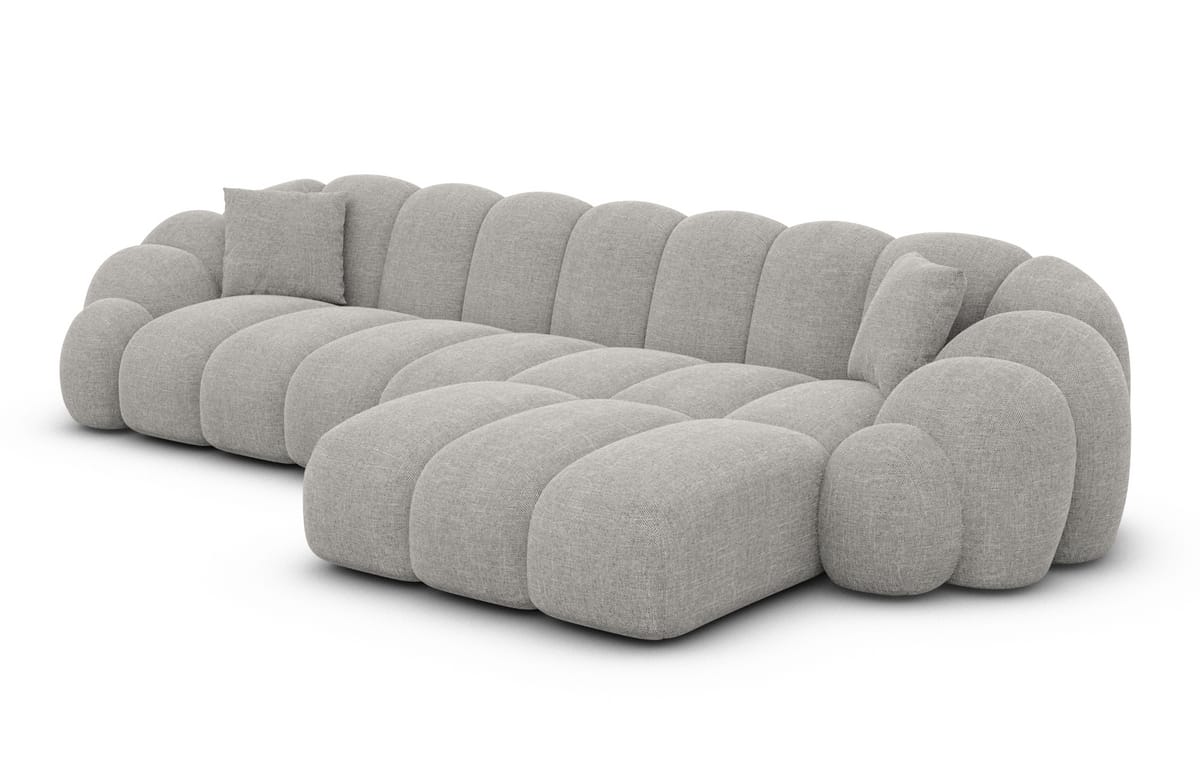 Stoff Ecksofa Rajada L-Form Kurz Hellgrau