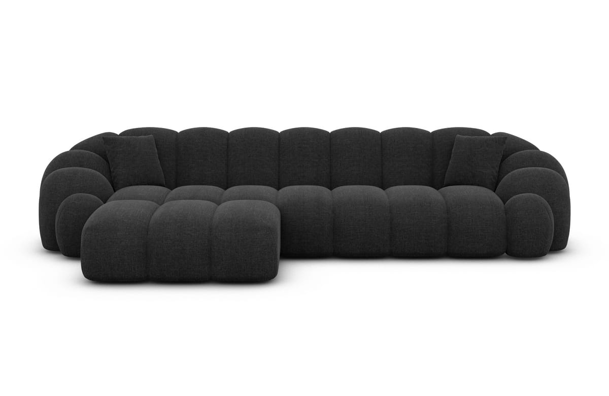 Stoff Ecksofa Rajada L-Form Kurz Schwarz