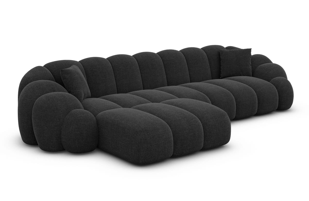 Stoff Ecksofa Rajada L-Form Kurz Schwarz