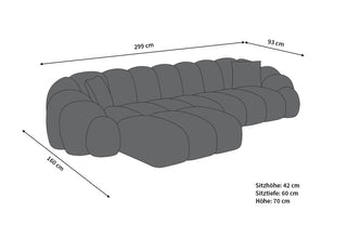 Couch Rajada L-Form in Stoff Schwarz