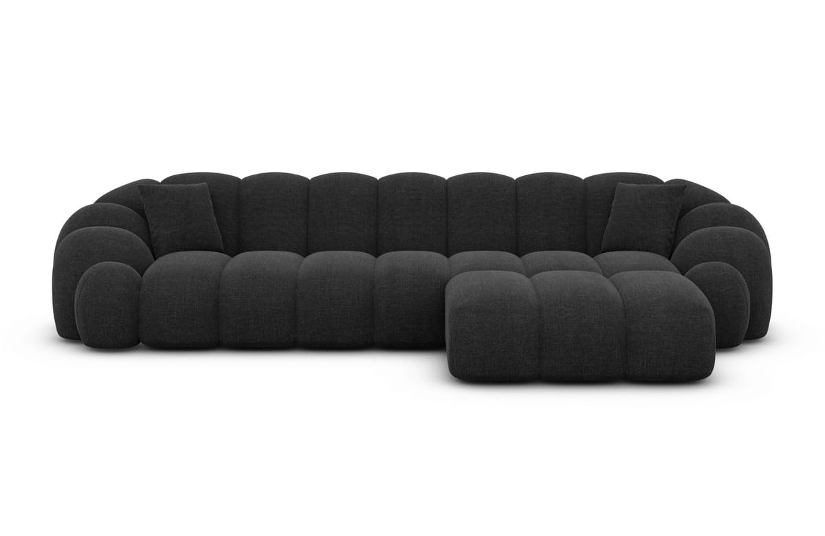 Stoff Ecksofa Rajada L-Form Kurz Schwarz