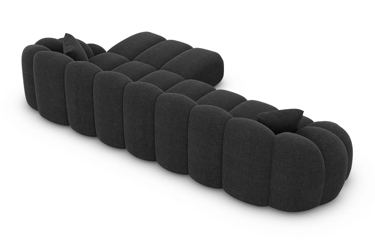 Stoff Ecksofa Rajada L-Form Kurz Schwarz