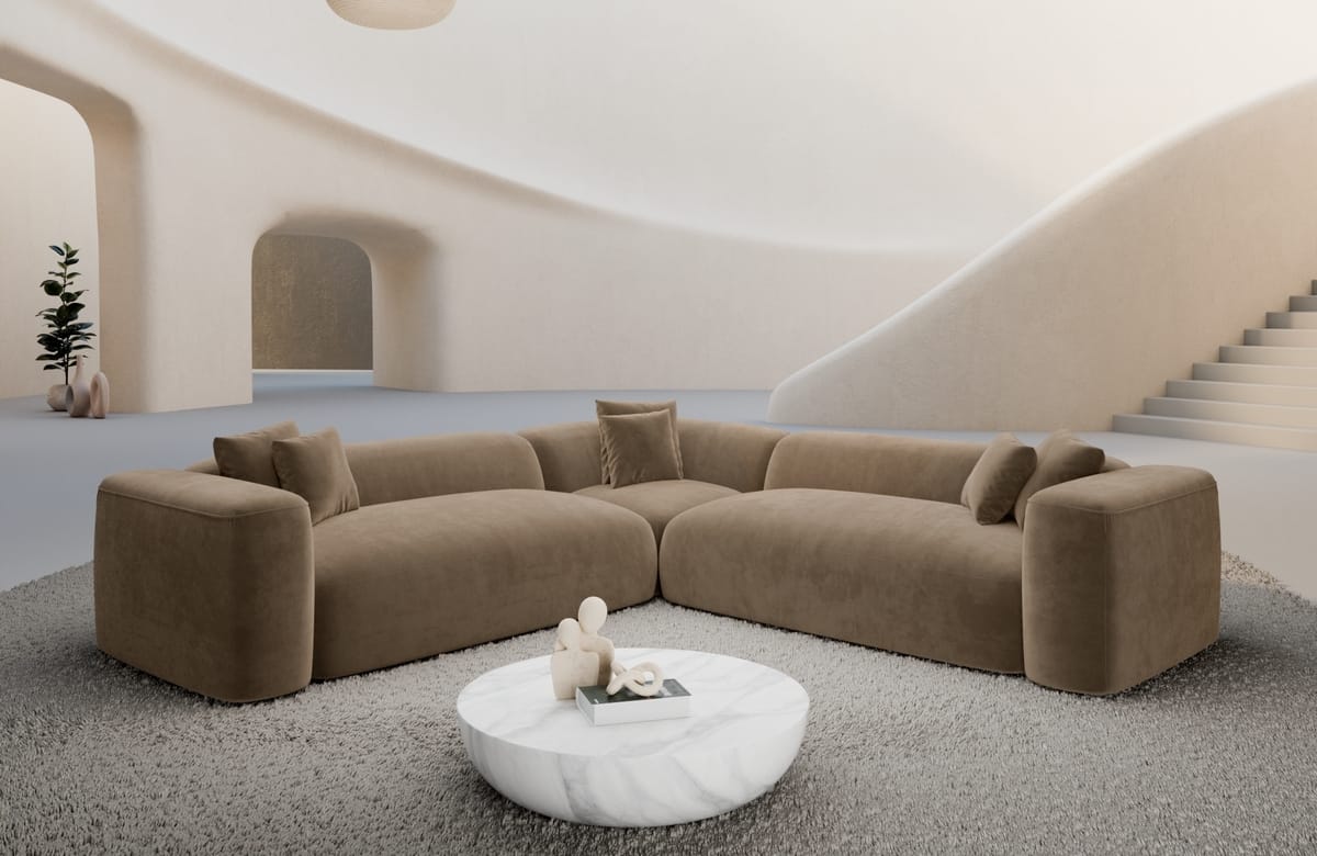 Stoff Ecksofa Alcudia L-Form Braun