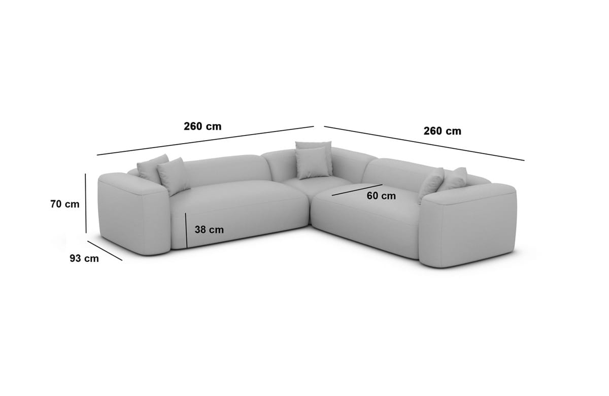 Stoff Ecksofa Alcudia L-Form Hellgrau