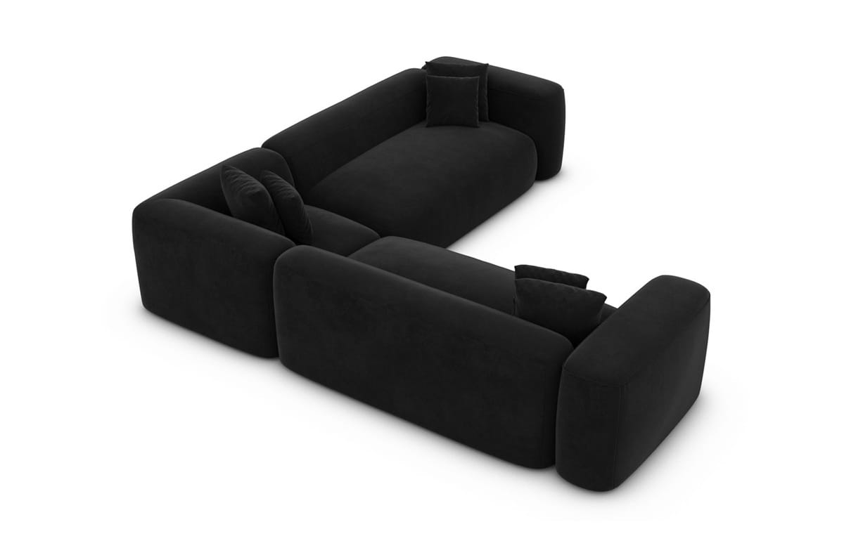 Stoff Ecksofa Alcudia L-Form Schwarz
