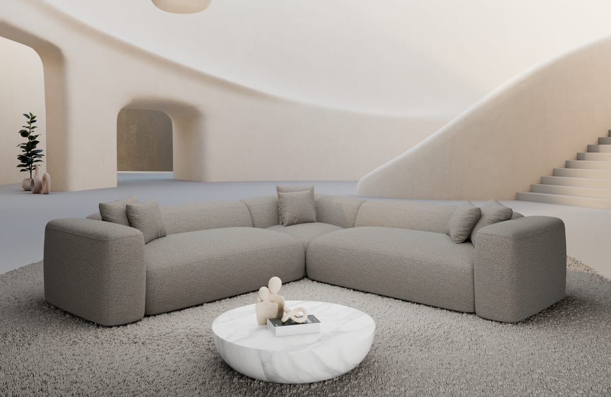 Stoff Ecksofa Alcudia L-Form Pearl