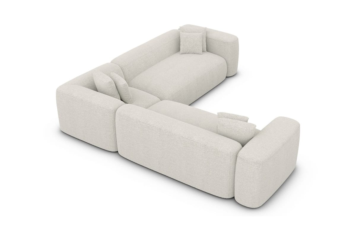 Stoff Ecksofa Alcudia L-Form Weiß