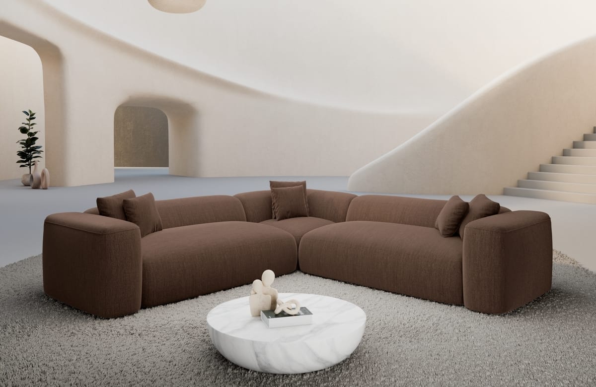Stoff Ecksofa Alcudia L-Form braun