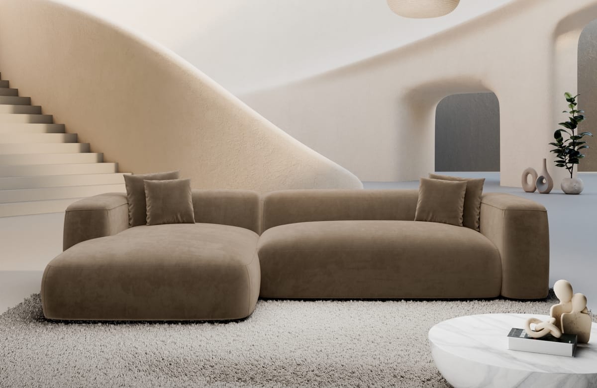 Couch Alcudia L-Form in Stoff Braun