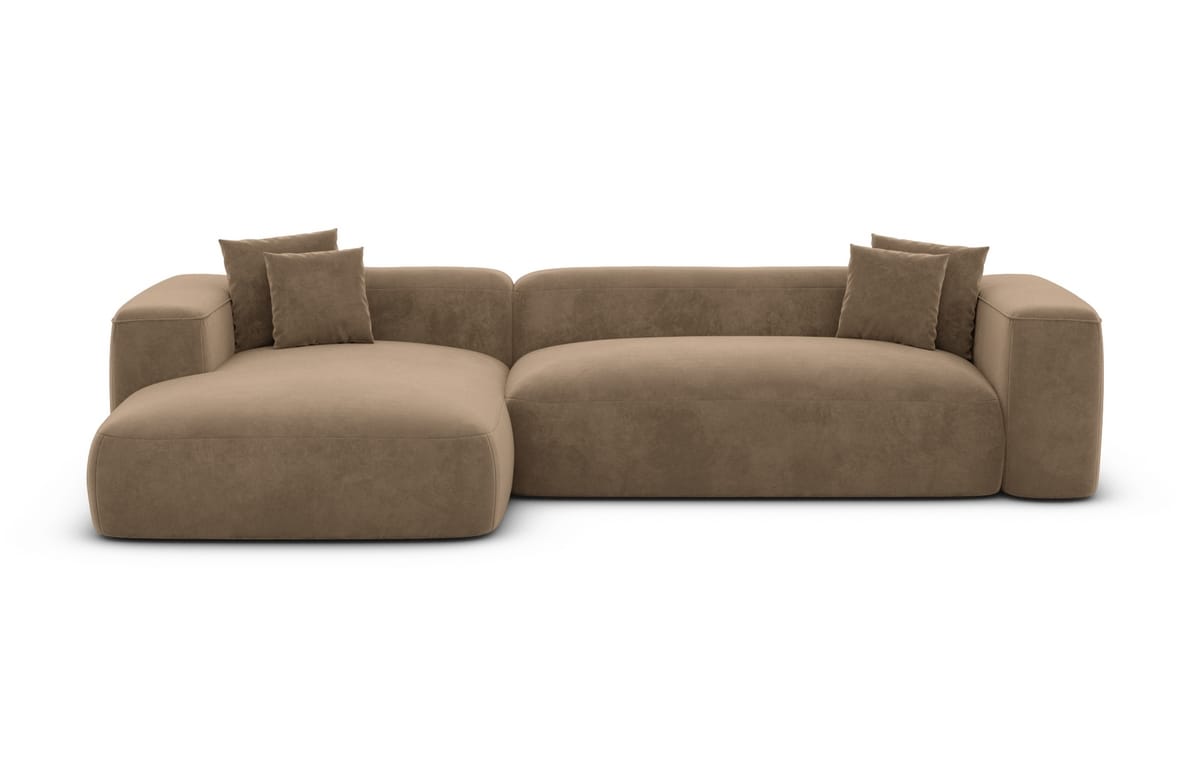 Couch Alcudia L-Form in Stoff Braun
