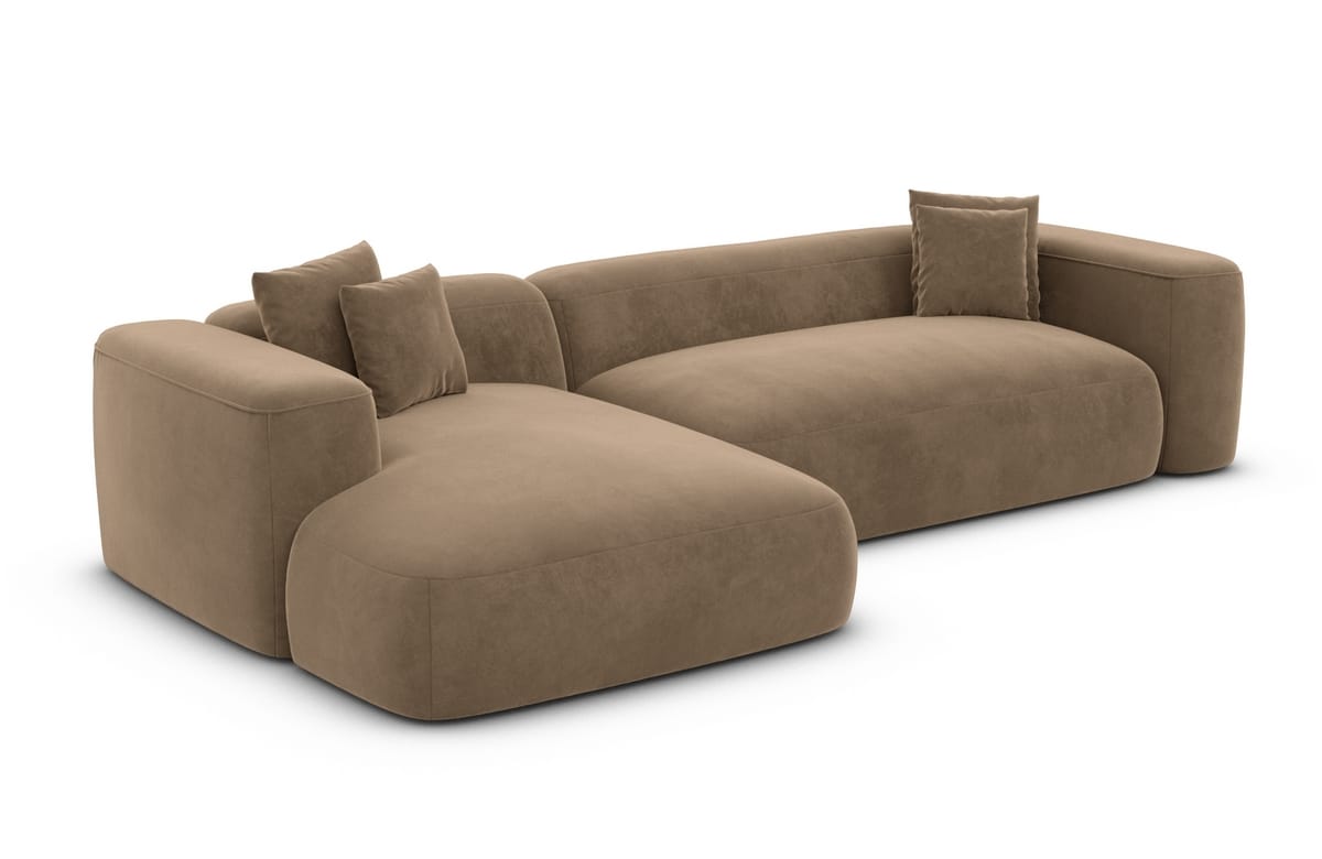 Couch Alcudia L-Form in Stoff Braun