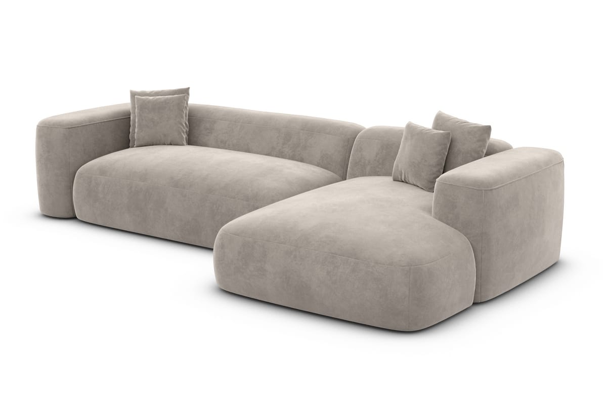 Couch Alcudia L-Form in Stoff Sand